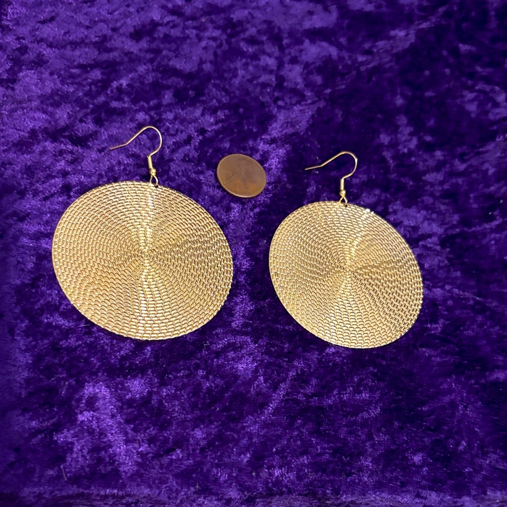 Gold Circular Earrings 3.3”